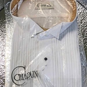 Men's Cotton Blend Pleated Front Tuxedo Shirt